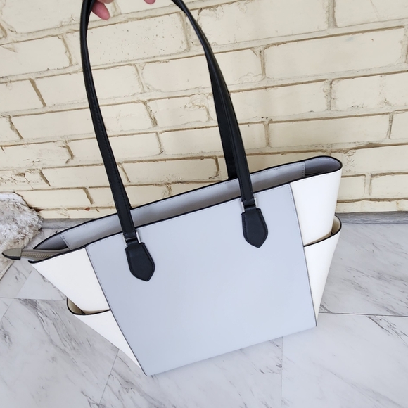 Nwot Kate Spade Madison Gray & White Laptop Tote Bag XL m - Picture 8 of 10